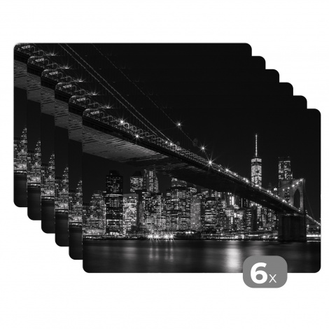 Premium placemats (6 stuks) - New York - Brooklyn - Bridge - 45x30 cm-1