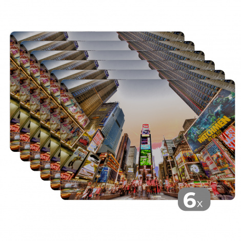 Premium placemats (6 stuks) - New York - Nacht - Plein - 45x30 cm-thumbnail-1