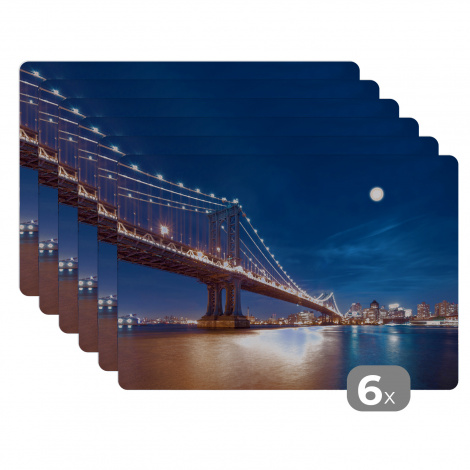 Premium placemats (6 stuks) - New York - Manhattan - Maan - 45x30 cm-thumbnail-1