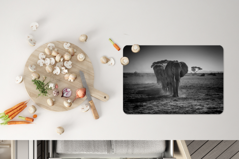 Tischset (6er Set) - Elefanten in Kenia in Schwarz und Weiß - 45x30 cm-thumbnail-4