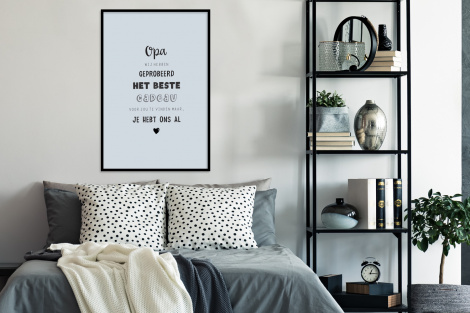 Poster met lijst - Vaderdag kados - Opa - Spreuken - Het beste cadeau - Quote - Staand-4