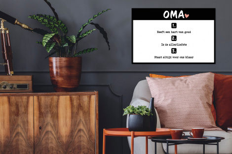 Poster met lijst - Quotes - Oma is de allerliefste - Spreuken - Oma - Liggend-2