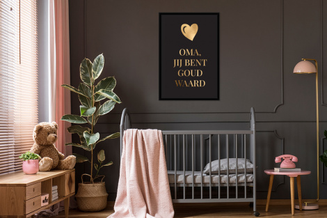Poster met lijst - Oma jij bent goud waard - Quotes - Spreuken - Oma - Staand-3
