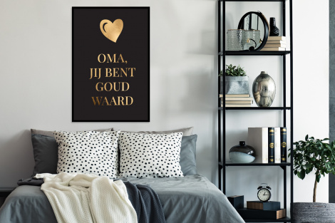 Poster met lijst - Oma jij bent goud waard - Quotes - Spreuken - Oma - Staand-4