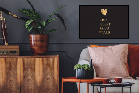 Poster met lijst - Oma jij bent goud waard - Quotes - Spreuken - Oma - Liggend-2