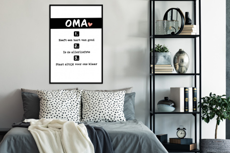 Poster met lijst - Quotes - Oma is de allerliefste - Spreuken - Oma - Staand-4