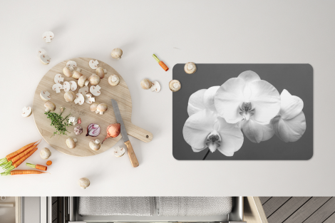 Premium placemats (6 stuks) - Witte orchidee - zwart wit - 45x30 cm-4