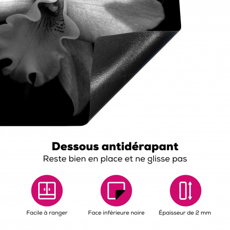 Protège-plaque à induction - Deux fleurs d'orchidée - noir et blanc-4
