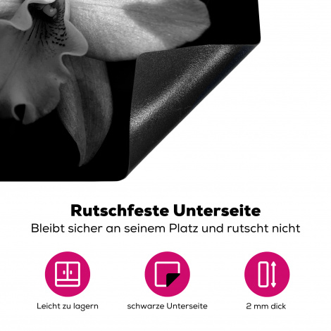Herdabdeckplatte Zwei Orchideenblüten - schwarz und weiß-4