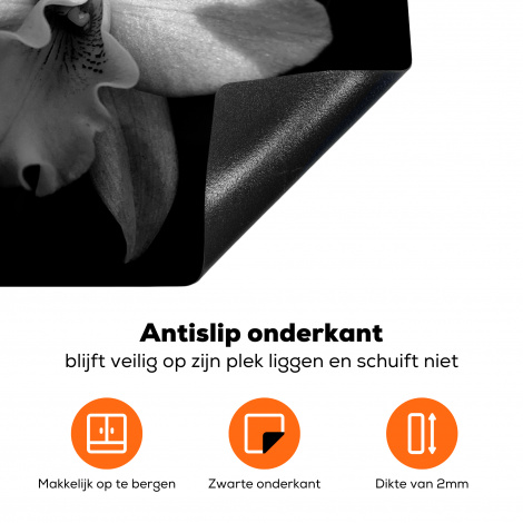 Inductie beschermer - Twee orchidee bloemen - zwart wit-4