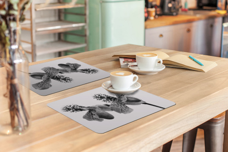 Tischset (6er Set) - Orchideenblüten - schwarz und weiß - 45x30 cm-3