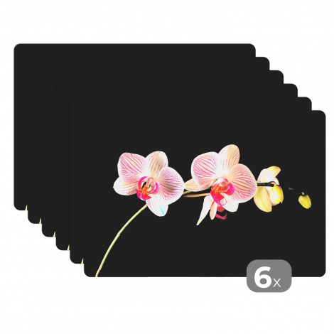 Premium placemats (6 stuks) - Orchidee tegen zwarte achtergrond - 45x30 cm-thumbnail-1