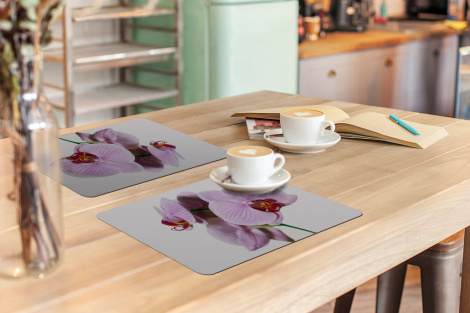 Premium placemats (6 stuks) - Roze orchideebloem - 45x30 cm-3