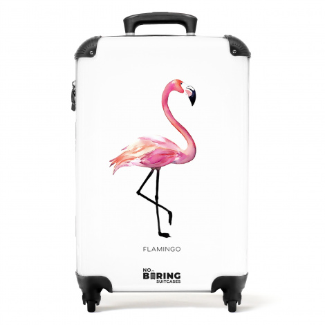 Koffer - Flamingo op witte achtergrond