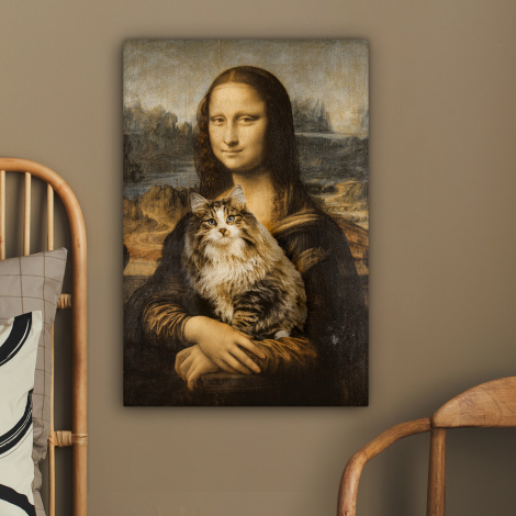 Canvas schilderij - Mona Lisa - Kat - Da Vinci-2