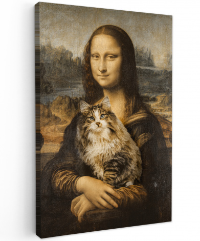 Canvas schilderij - Mona Lisa - Kat - Da Vinci