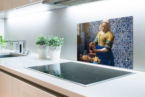 Spatscherm keuken - Melkmeisje - Delfts Blauw - Vermeer-2