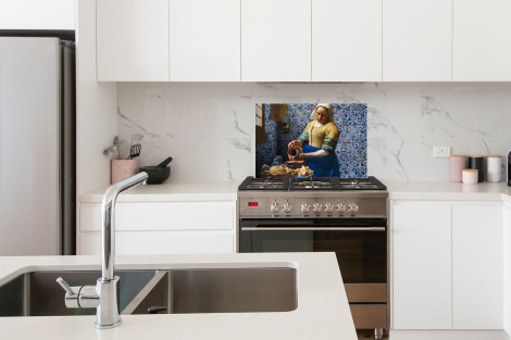 Spatscherm keuken - Melkmeisje - Delfts Blauw - Vermeer-4