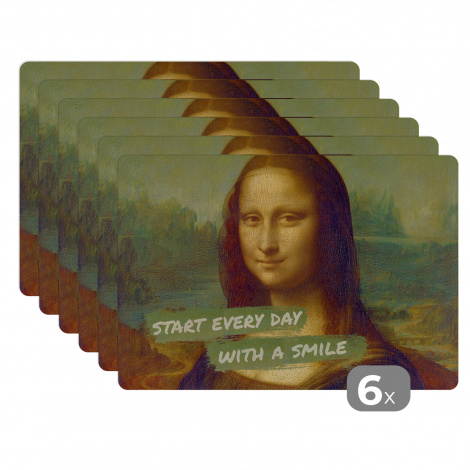 Premium placemats (6 stuks) - Mona Lisa - Da Vinci - Quote - 45x30 cm-1