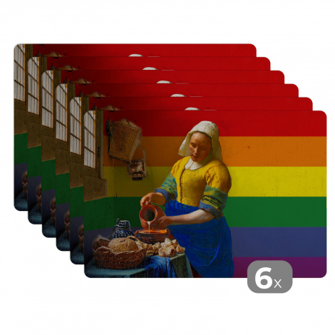 Premium placemats (6 stuks) - Melkmeisje - Vermeer - Pride - 45x30 cm