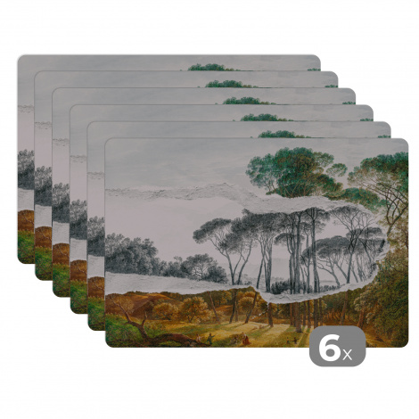 Premium placemats (6 stuks) - Italiaans Landschap - Hendrik Voogd - Kunst - 45x30 cm