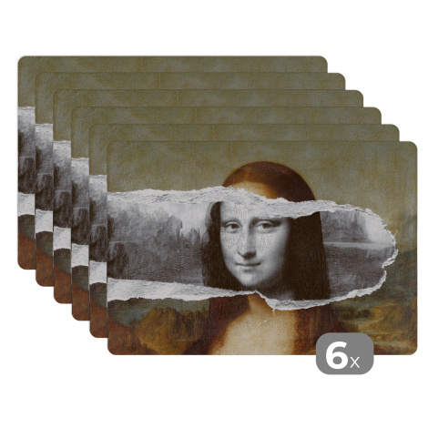 Tischset (6er Set) - Mona Lisa - Schwarz und weiß - Da Vinci - 45x30 cm