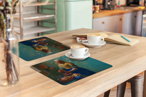 Premium placemats (6 stuks) - Vermeer - Melkmeisje - Van Gogh - Amandelbloesem - 45x30 cm-thumbnail-3