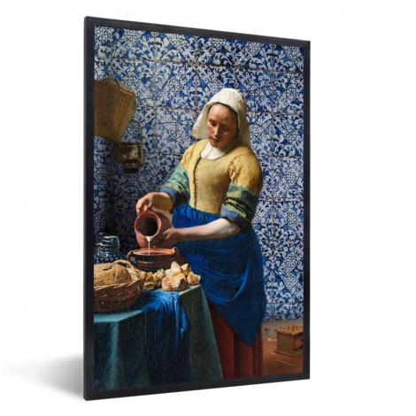 Poster met lijst - Melkmeisje - Delfts Blauw - Vermeer - Schilderij - Oude meesters - Staand