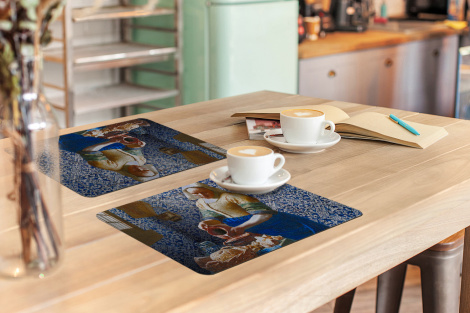 Tischset (6er Set) - Milchmädchen - Delfter Blau - Vermeer - 45x30 cm-3