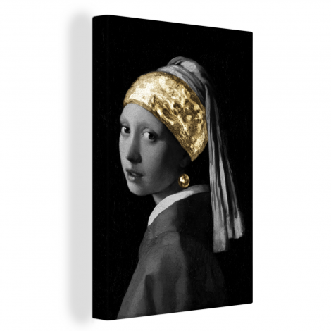 Canvas - Meisje met de parel - Johannes Vermeer - Goud-1