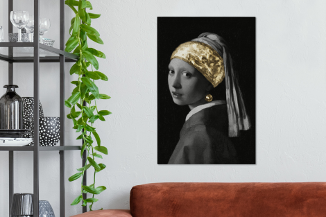 Canvas - Meisje met de parel - Johannes Vermeer - Goud-2