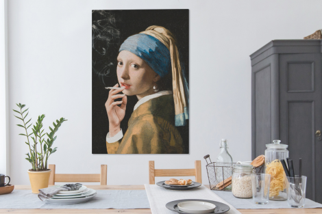 Canvas - Meisje met de parel - Johannes Vermeer - Sigaretten-4