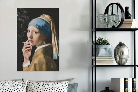 Canvas - Meisje met de parel - Johannes Vermeer - Sigaretten-3