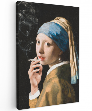 Canvas schilderij - Meisje met de parel - Johannes Vermeer - Sigaretten