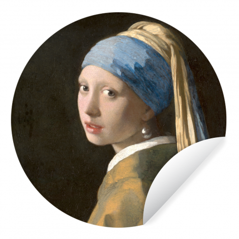 Behangcirkel - Meisje met de Parel - Schilderij van Johannes Vermeer-thumbnail-1