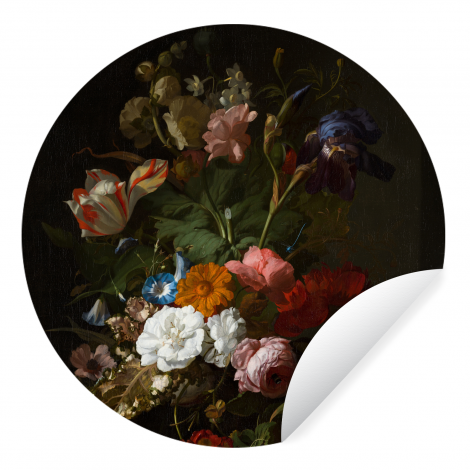 Behangcirkel - Vaas met bloemen - Schilderij van Rachel Ruysch