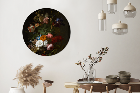 Behangcirkel - Vaas met bloemen - Schilderij van Rachel Ruysch-3