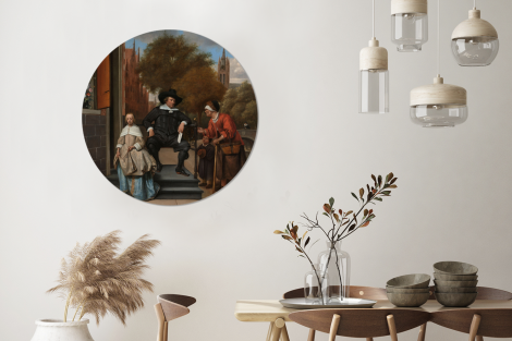 Runde Tapete - Der Bürgermeister von Delft und seine Tochter - Gemälde von Jan Steen-3