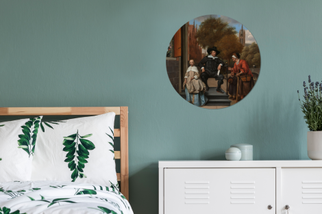 Runde Tapete - Der Bürgermeister von Delft und seine Tochter - Gemälde von Jan Steen-4