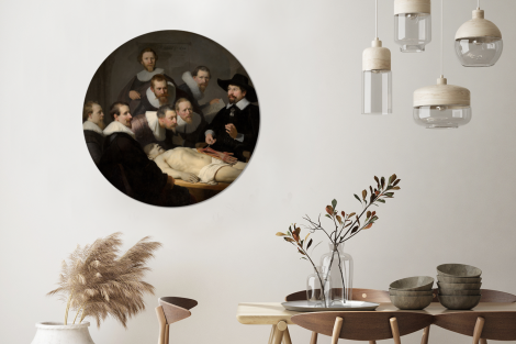 Runde Tapete - Die Anatomiestunde von Dr. Nicolaes Tulp - Gemälde von Rembrandt van Rijn-3