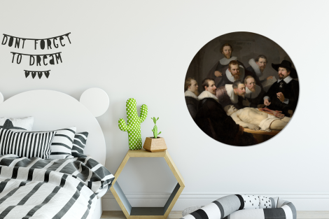 Runde Tapete - Die Anatomiestunde von Dr. Nicolaes Tulp - Gemälde von Rembrandt van Rijn-2