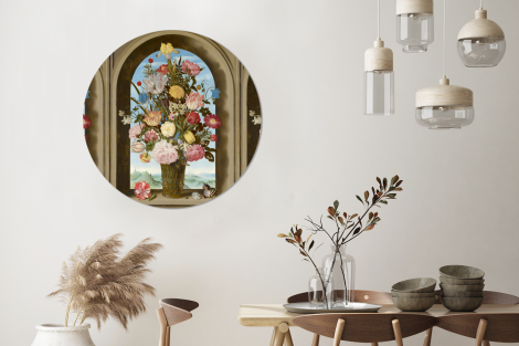 Behangcirkel - Vaas met bloemen in een venster - Schilderij van Ambrosius Bosschaert de Oude-3