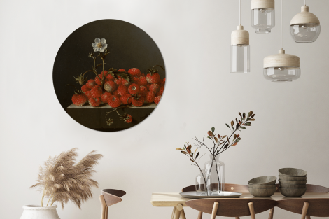 Runde Tapete - Stillleben mit Walderdbeeren - Gemälde von Adriaen Coorte-3