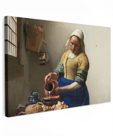 Canvas schilderij - Het melkmeisje - Schilderij van Johannes Vermeer