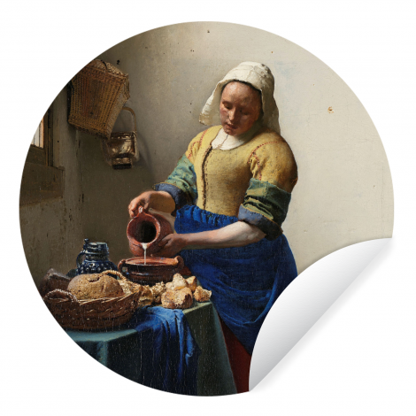 Behangcirkel - Het melkmeisje - Schilderij van Johannes Vermeer-thumbnail-1