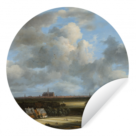 Runde Tapete - Ansicht von Haarlem mit Tribüne - Gemälde von Jacob van Ruisdael