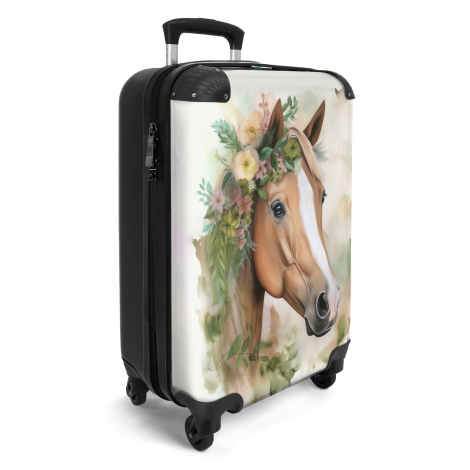 Koffer - Bruin paard met bloemen in het haar-2