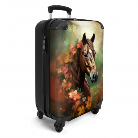 Koffer - Paard met oranje bloemen-2