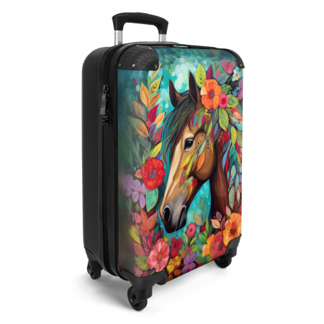 Koffer - Paard - Bloemen - Schilderij - Natuur - Verf-2