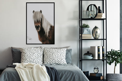 Poster mit Rahmen - Pferde - Tiere - Porträt - Braun - Weiß - Vertikal-thumbnail-4